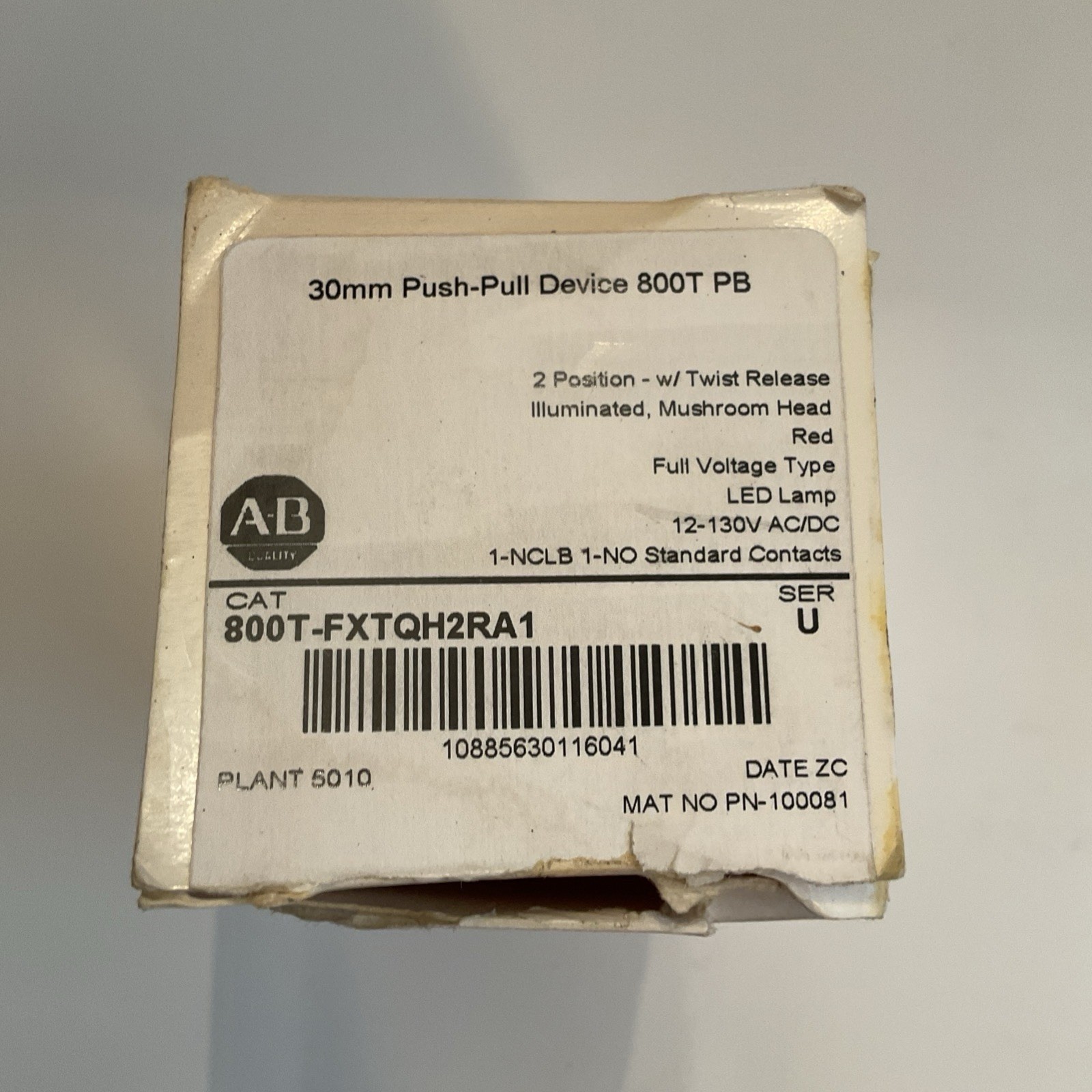 Allen Bradley 800T-FXTQH2RA1 Red Push Button New in Box