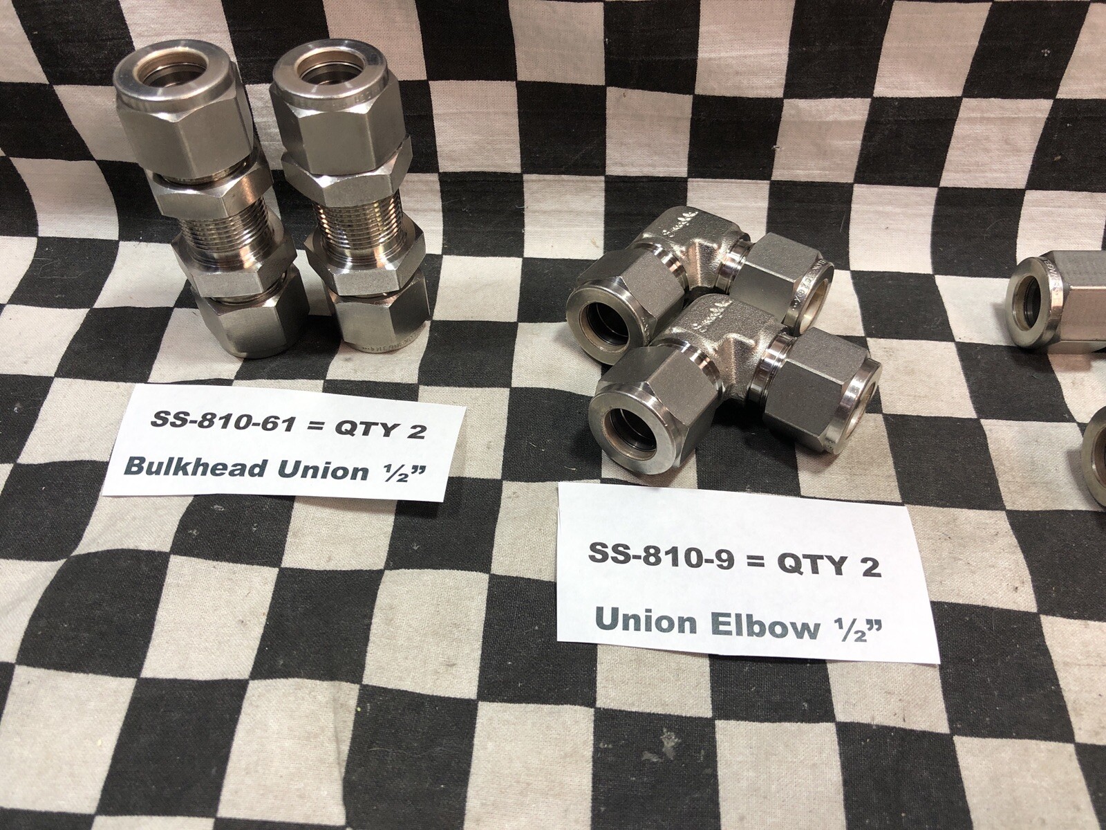 SWAGELOK TEE BULKHEAD ELBOW 1/2″, SS-810-61 & SS-810-9 & SS-810-3, LOT OF 8
