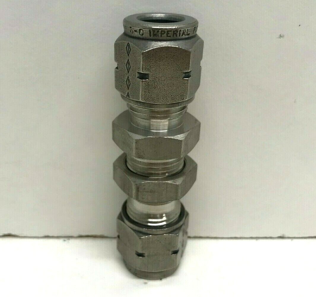 LOT OF (3) NOS! IMPERIAL 3/8″ TUBE OD SS BULKHEAD UNIONS 782FSS06