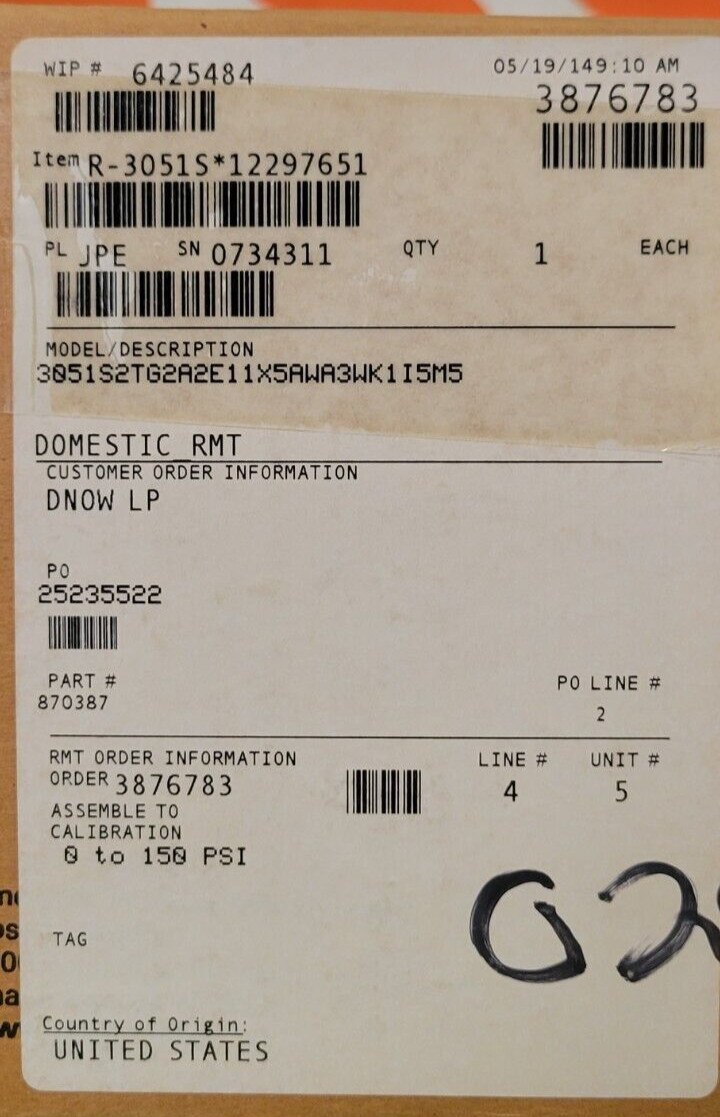 ⚡ROSEMOUNT 3051S2TG2A2E11X5 PSI TRANSMITTER PESSCO IS OFFERING 1 G092723-2 🗽