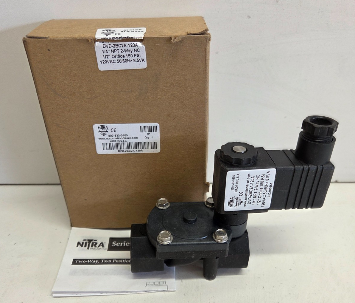 NEW IN BOX! AUTOMATIONDIRECT 120V 1/4″ PORTS 2WAY SOLENOID VALVE DVD-2BC2A-120A