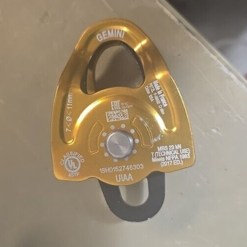 Gemini P65a Prusik Twin Pulley MBS 23 kn 8100 Lbs, Gold/Black – New Other