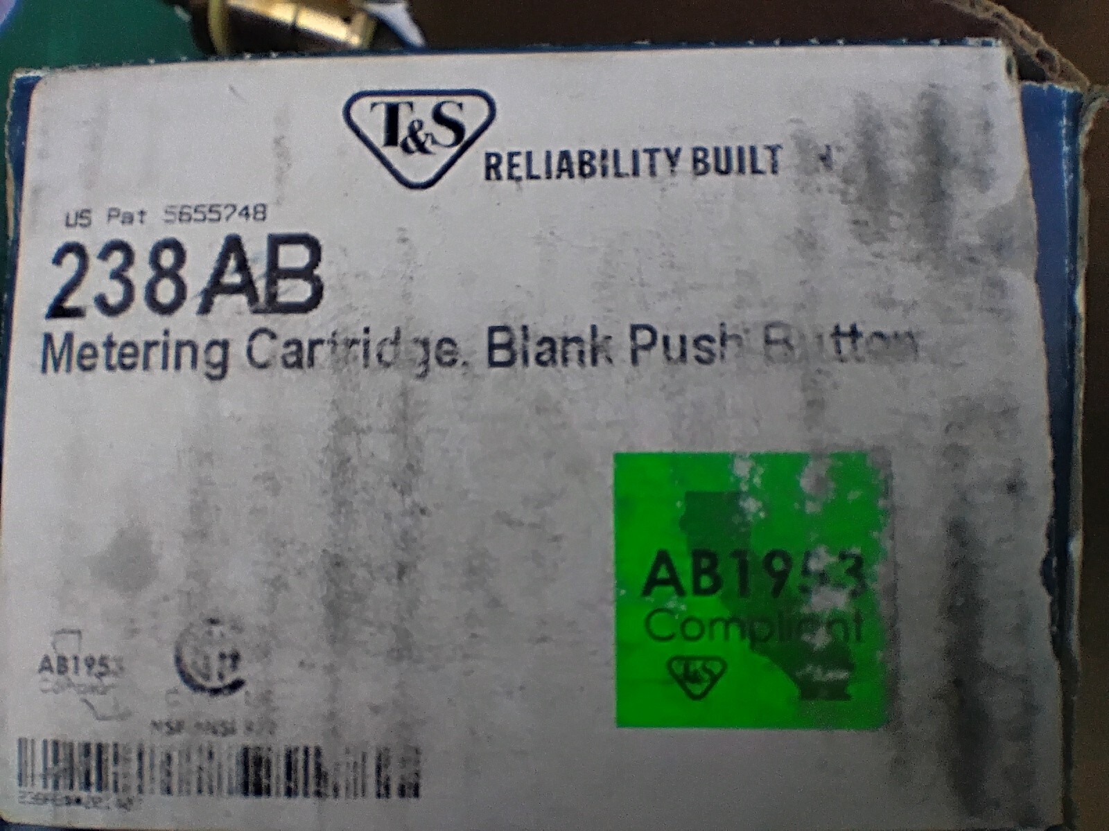 T&S Brass 238AB Metering Cartridge with Blank Push Button, 3.14 gpm