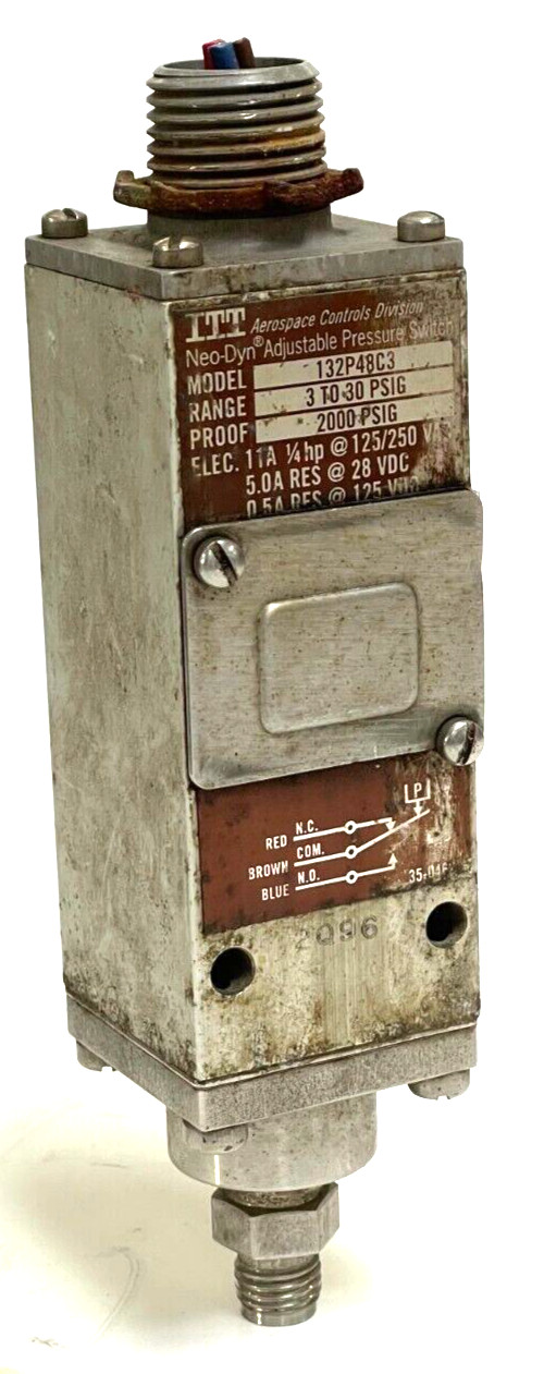 ITT AEROSPACE CONTROLS DIVISION NEO-DYN ADJUSTABLE PRESSURE SWITCH 132P48C3