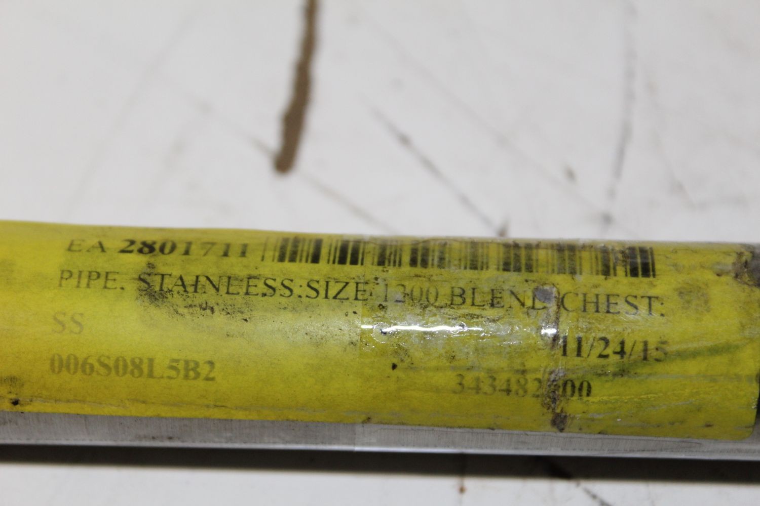 343482800 STAINLESS PIPE SIZE 1200 BLEND CHEST FROM WESTROCK MILL