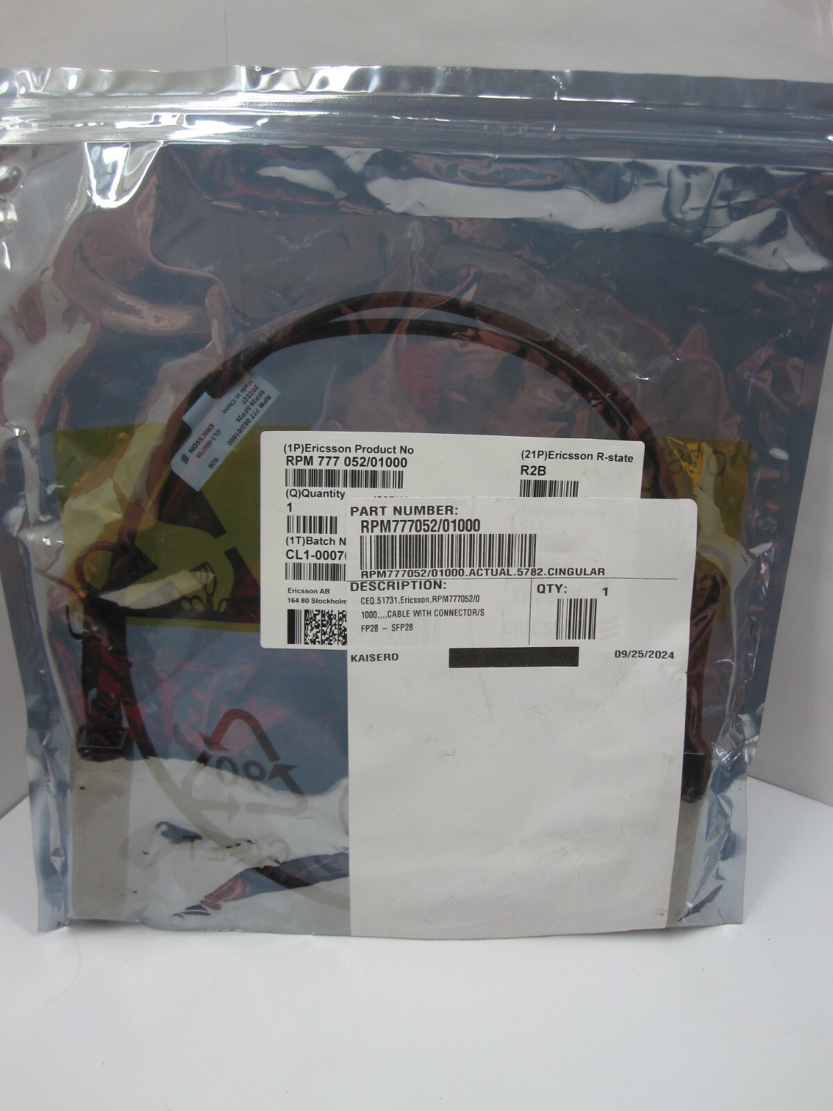 Ericsson RPM777052/01000 CABLE WITH CONNECTOR SFP28 – SFP28