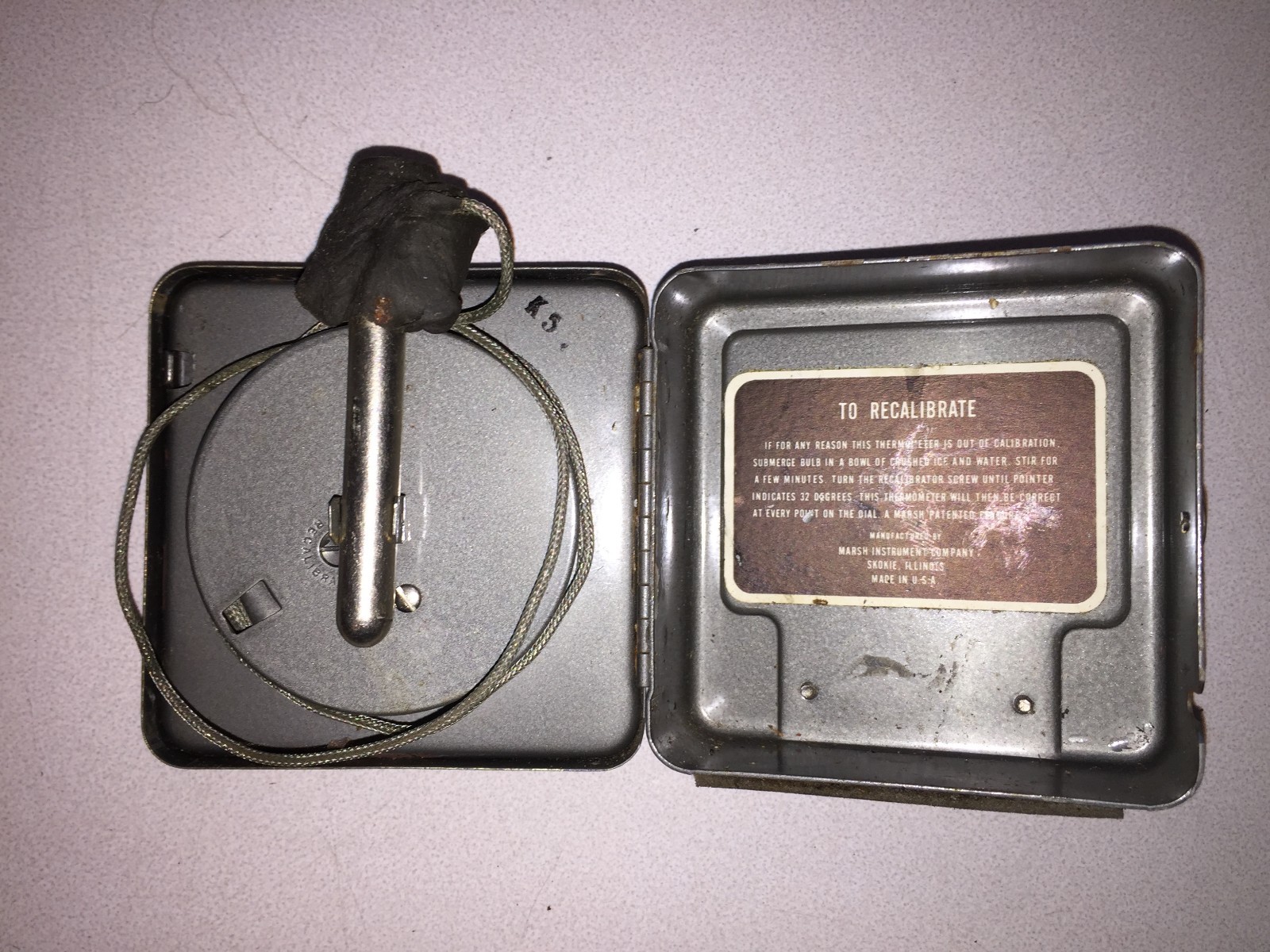 Marsh Servicemaster -10-100 Degree Temperature Gauge Assy w/ Capillary