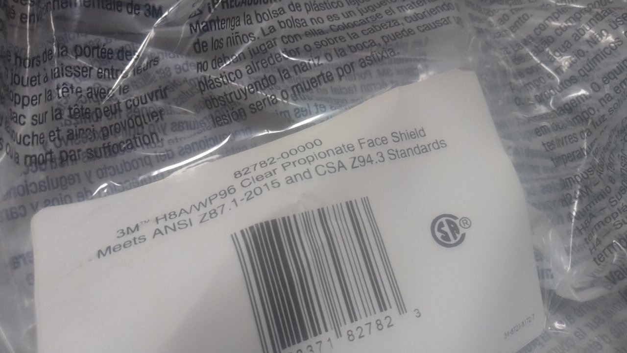 3M 82782-00000 5 Pk 9 In Height 14-1/2 In Width Clear Faceshield Frame