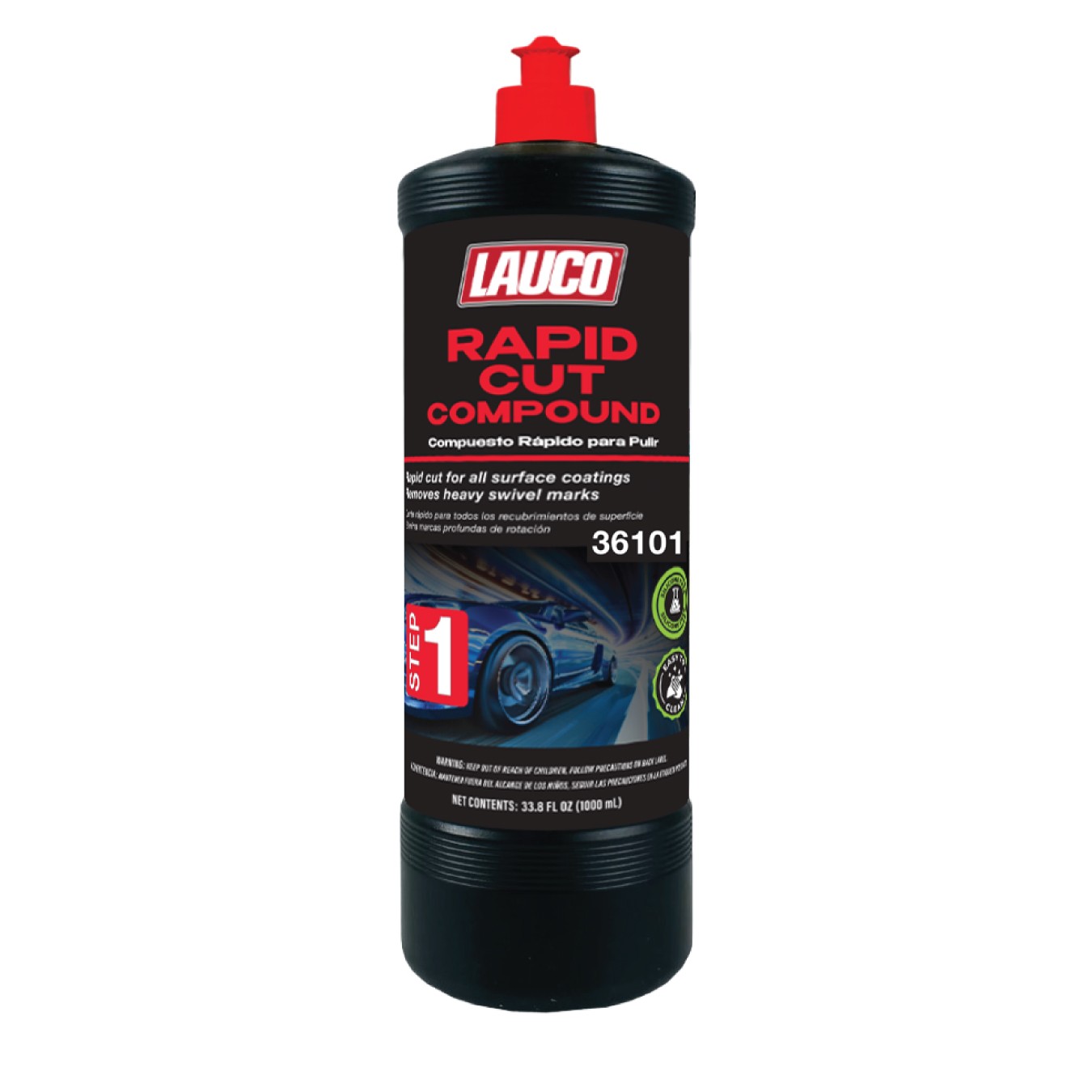 LAUCO Step 1 Rapid Cut Compound – Removes Sanding Marks Fast – 1000mL [36101]