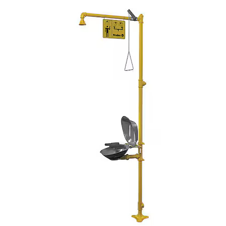 Bradley S19314dcfw Shower With Eyewash, Floor Mount, Galvanized Steel Pipe, 94
