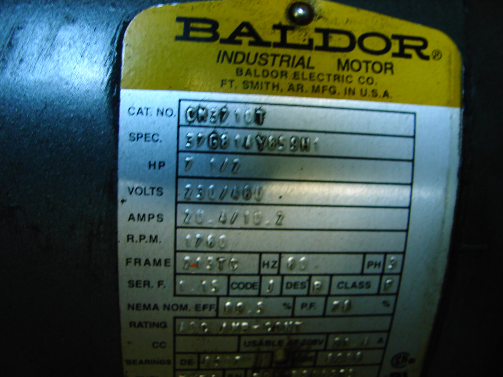 BALDOR CM3710T W/ AMERICAN INDUSTRIAL BM-102-SAE W/ SUNSOURCE 010204 ***XLNT***