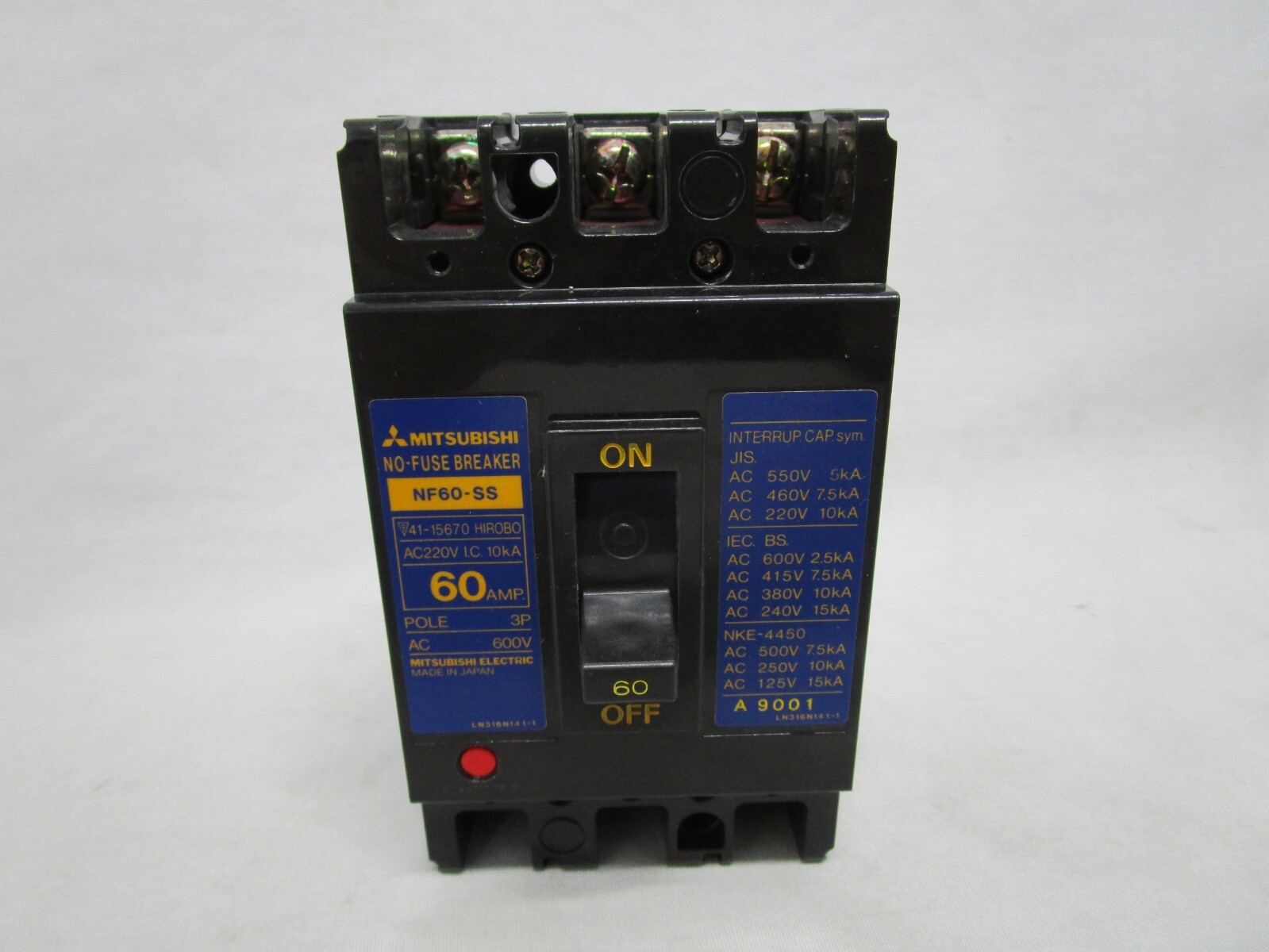 NEW MITSUBISHI NF60-SS NO-FUSE CIRCUIT BREAKER 60A 3P 600V