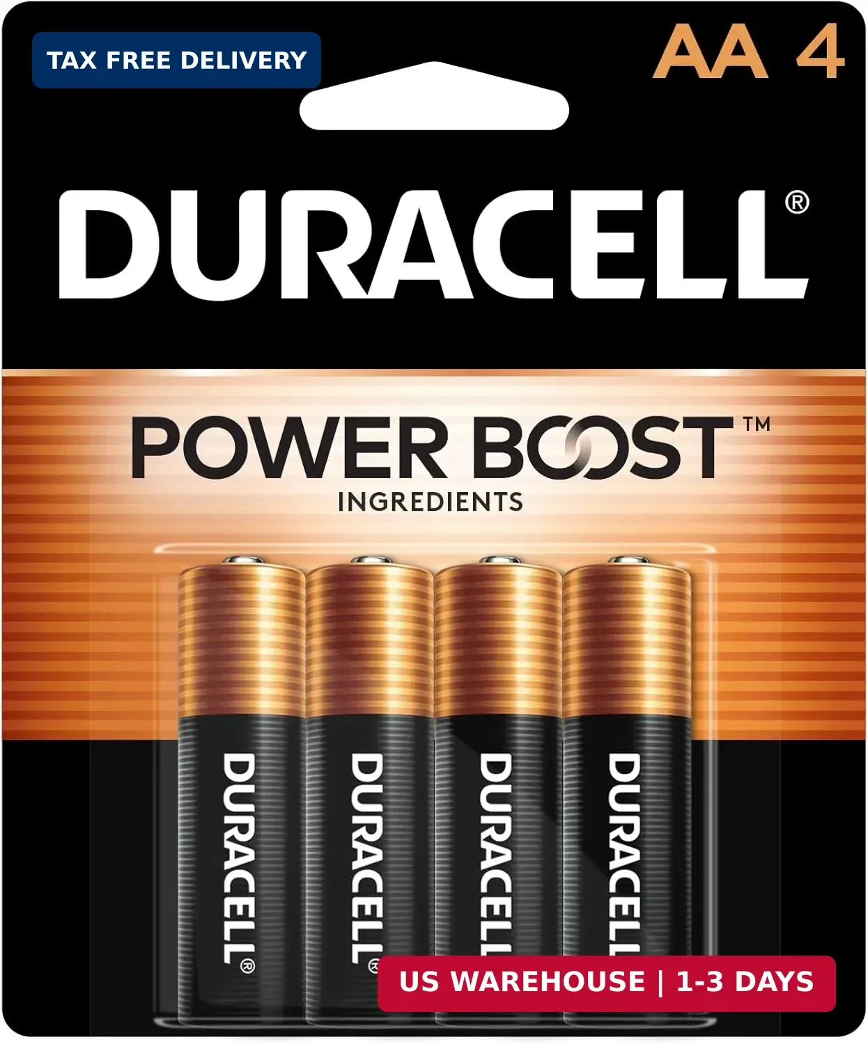 Duracell Coppertop Double AA Batteries with Power Boost Ingredients, 4 Count (Pa