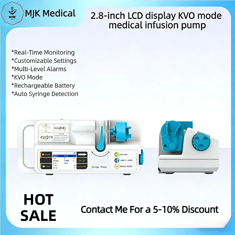 Medical Syringe Pump with 2.8″ LCD Display, Rechargeable Battery & KVO Mode