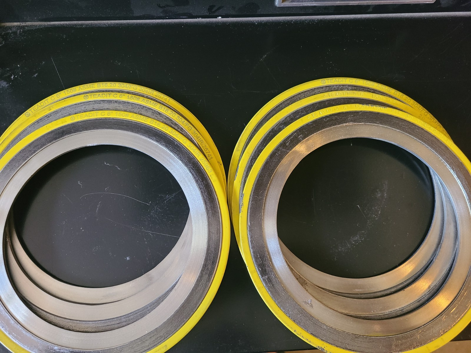 ( Lot of 6) Teadit 6″ 150 304 FG 304 Inner Ring Spiral Wound Gasket Free Ship!
