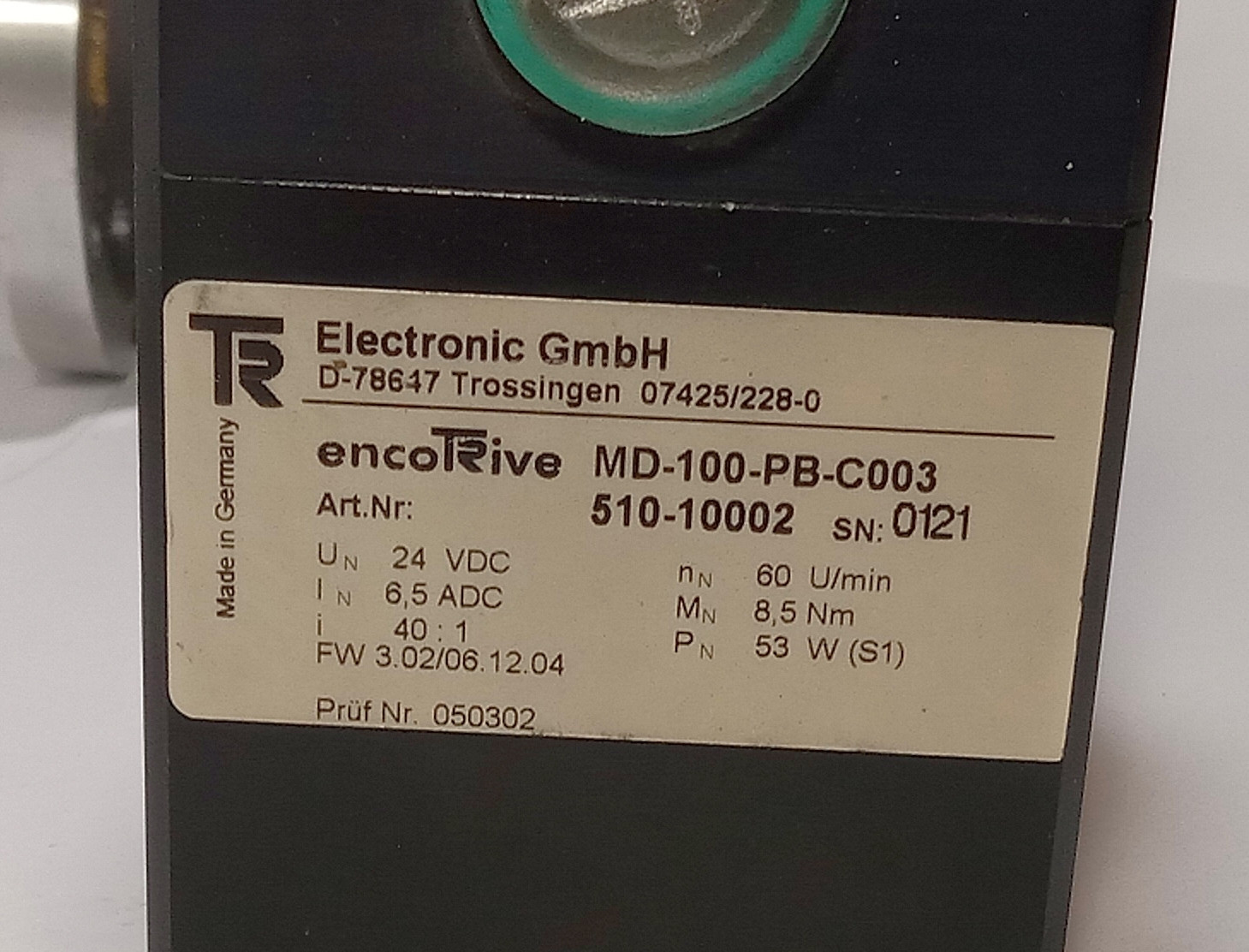 1 NEW TR ELECTRONIC MD-100-PB-C003 ELECTRONIC PROCESS DRIVE MOTOR **MAKE OFFER**