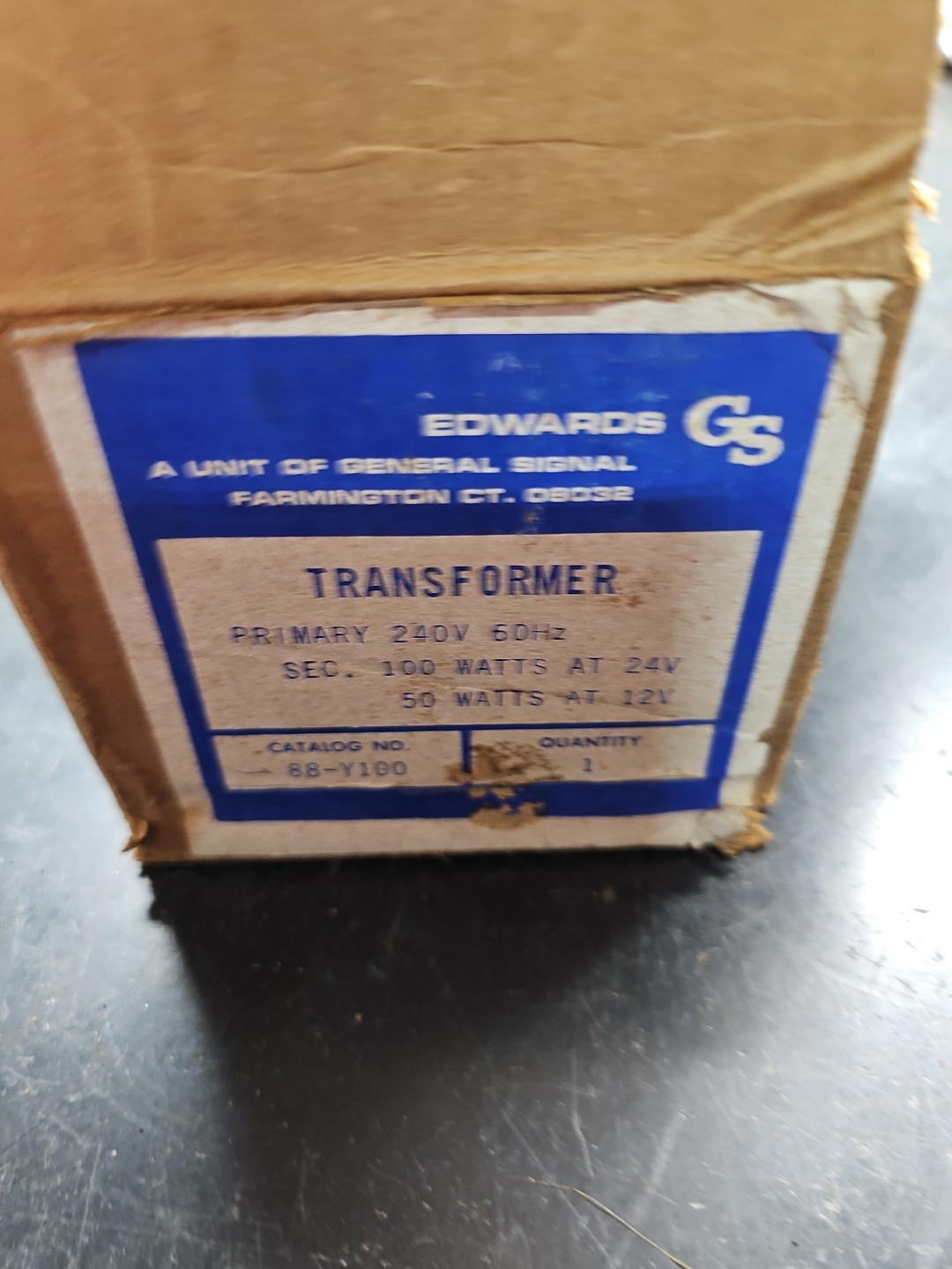 Edwards Signaling 88-100 Heavy Duty Power Transformer 50 VA, 240V, 100 Watt Nos