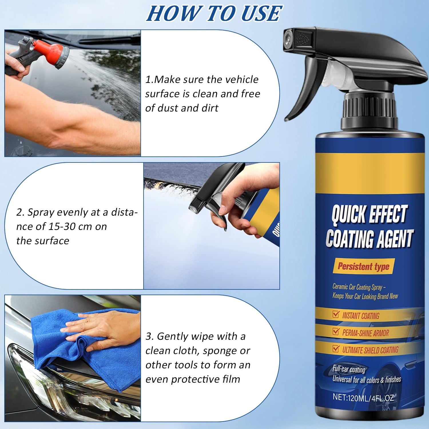 2PCS Nano Quick Coat Restore – 4.23 Fl Oz Quick Effect Coating Agent for Car,…