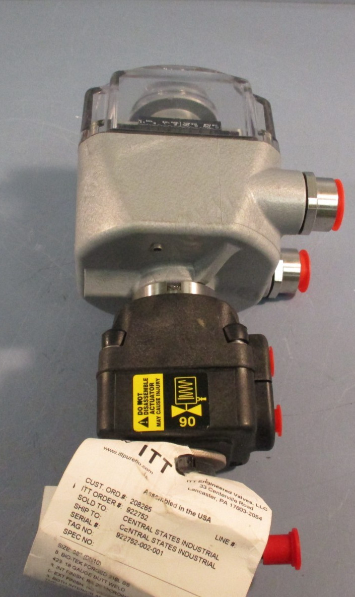 ITT PURE-FLO .38″ B204 w/PRISM by STONEL PM3311S02RS VALVE/ACTUATOR ASSEMBLY