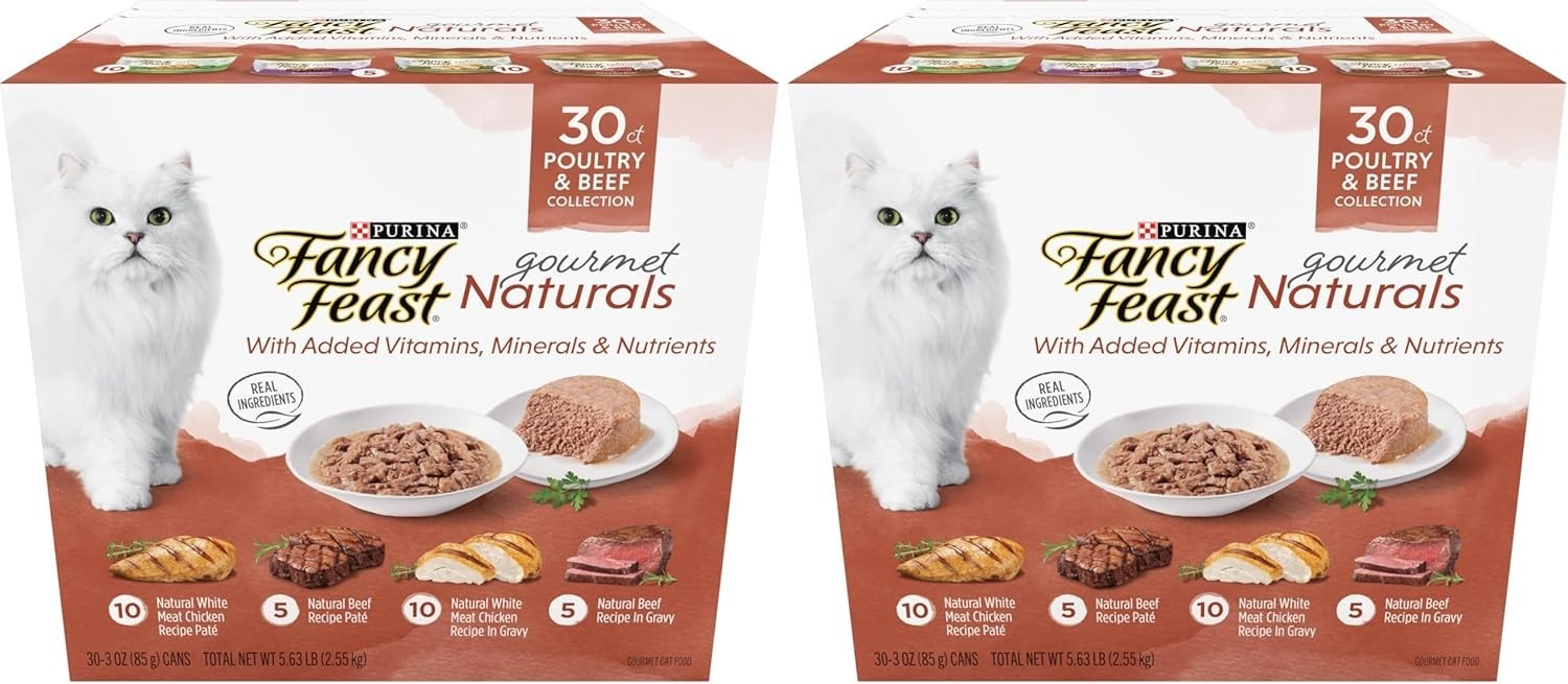 2 PACK Purina Fancy Feast Wet Cat Food Variety Pack Gourmet Naturals-(Pack of 30