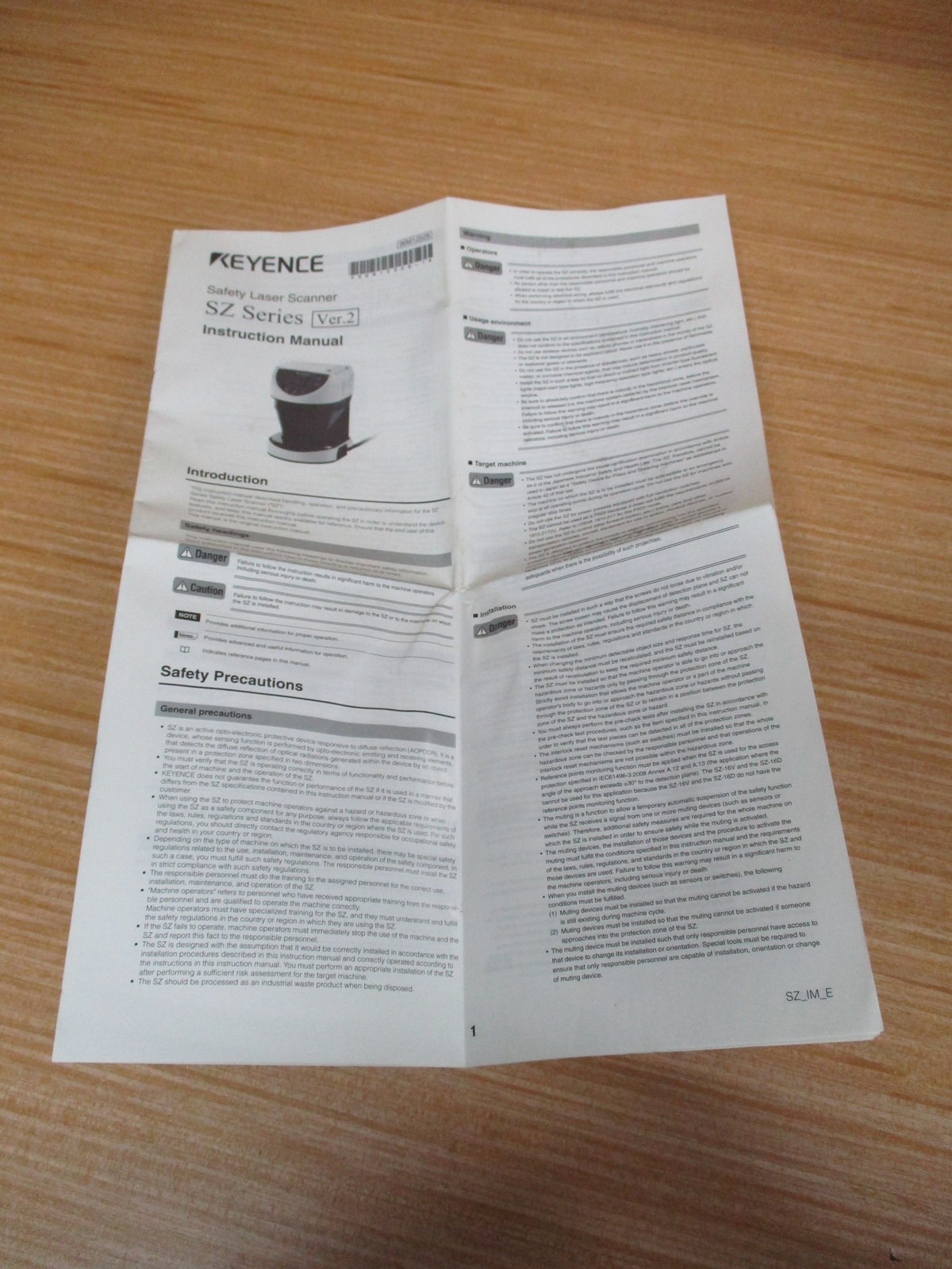 Keyence 96M12528 Safety Laser Scanner Instruction Manual