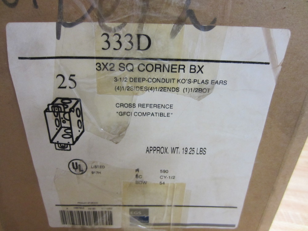 Appleton 333D Corner Box 3 X 2 (Pack of 8)