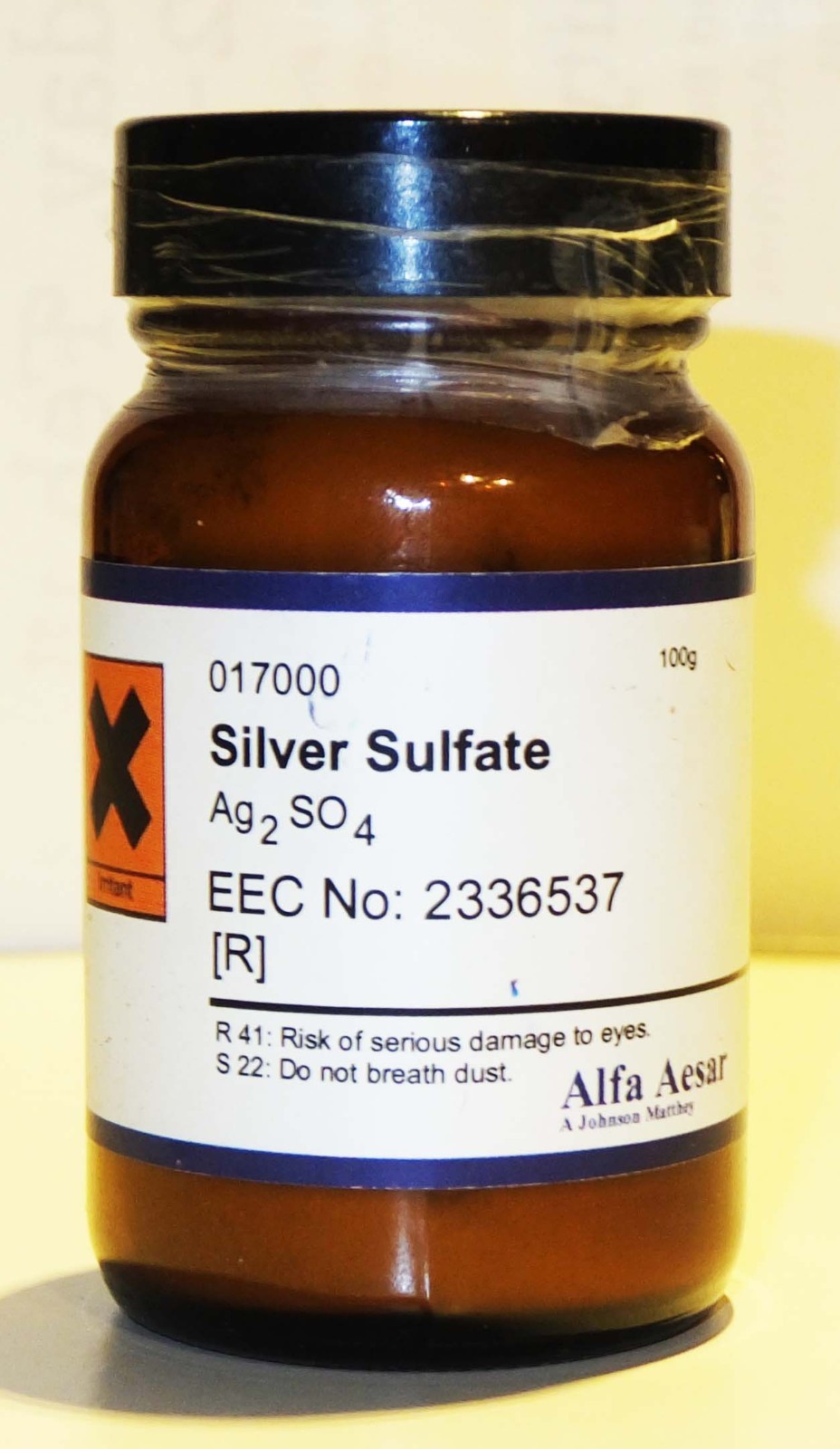 Silver Sulfate (Ag2 SO4) 100g Alfa Aesar (Fisher Scientific)