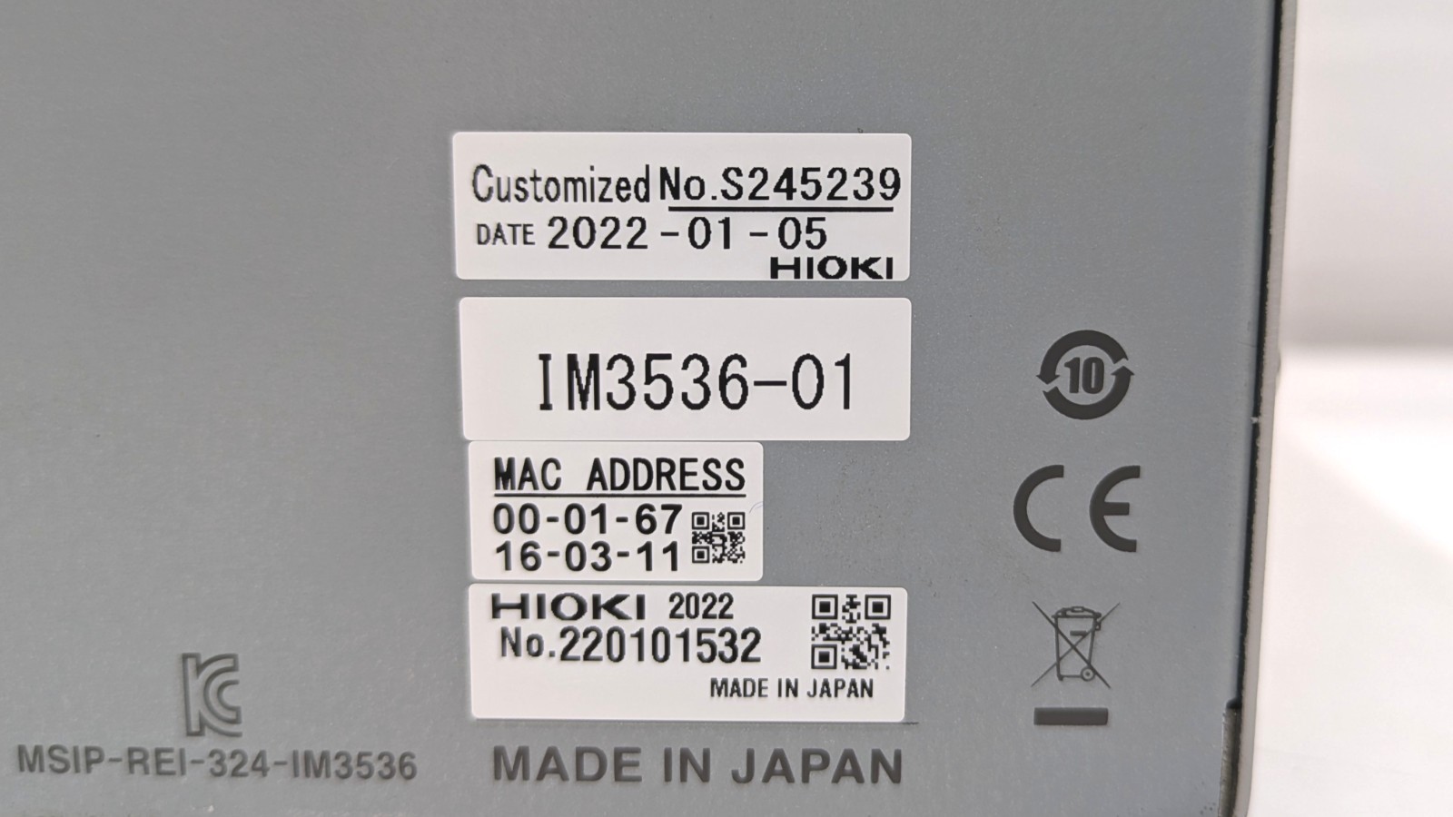 IM3536-01 [Operation Tested] LCR meter HIOKI S/N:220101532