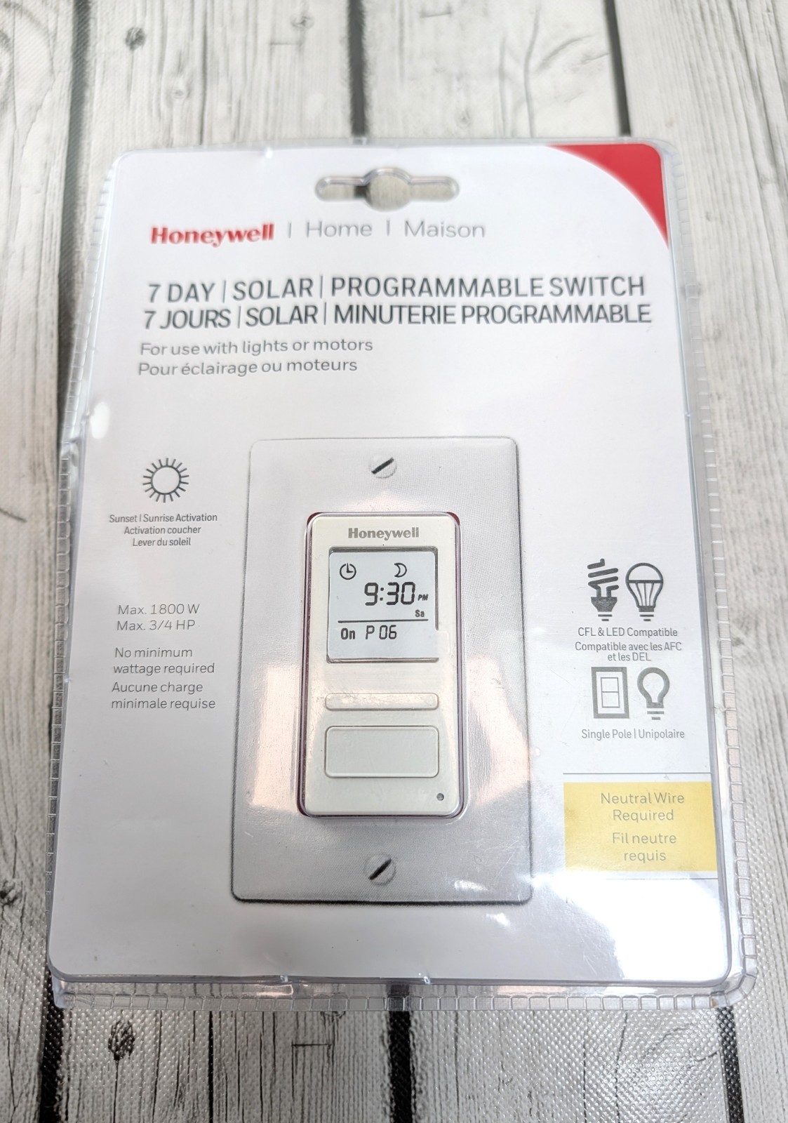 Honeywell 120-Volt 7-Day Programmable In/Out Motor & Light Switch Timer RPLS740B
