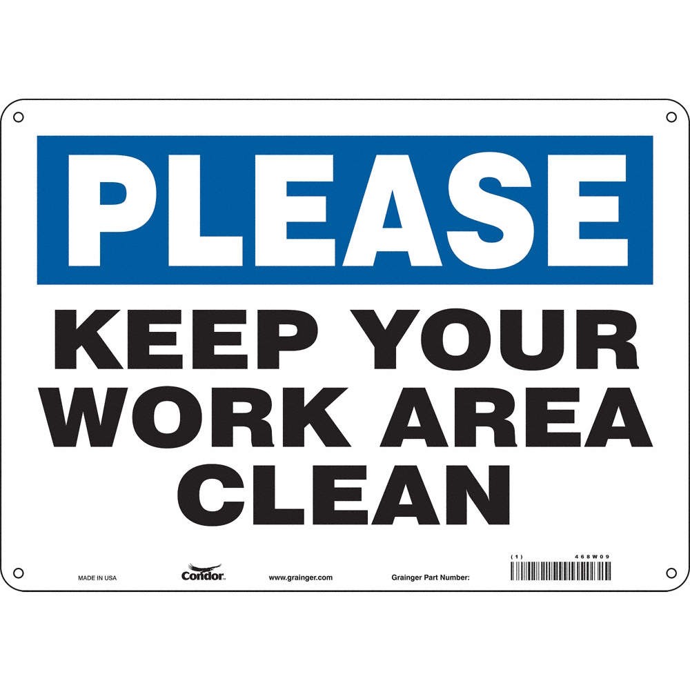 CONDOR 468W09 Safety Sign,10 in x 14 in,Polyethylene 468W09