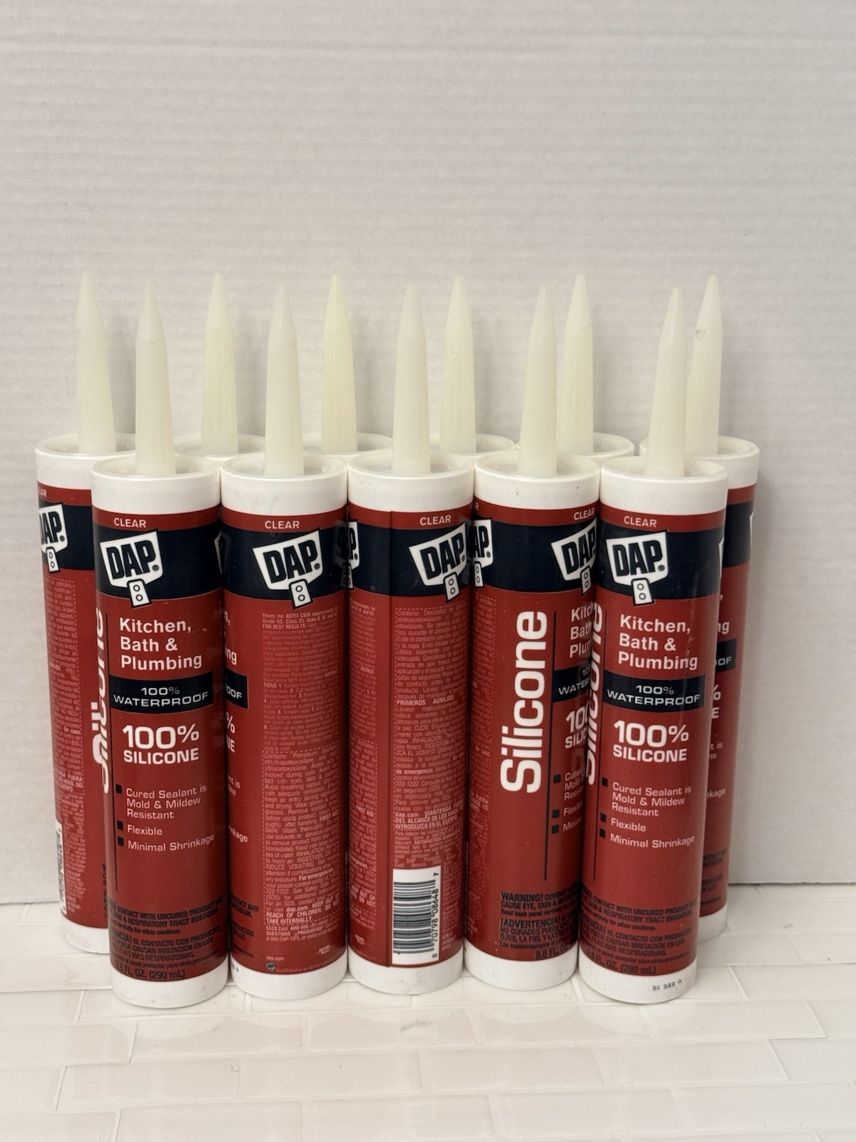 8-DAP 100% Silicone Clear Sealant 9.8 oz Kitchen Bath Plumbing Waterproof Mold