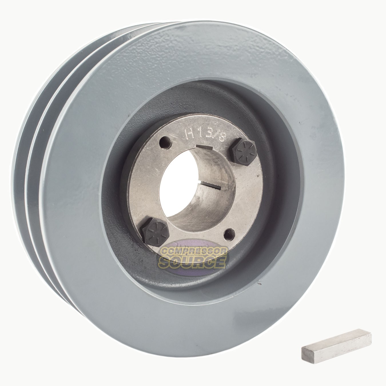 Cast Iron 5.5″ Dual Groove Pulley Belt B Section 5L and 1-3/8″ Sheave Bushing