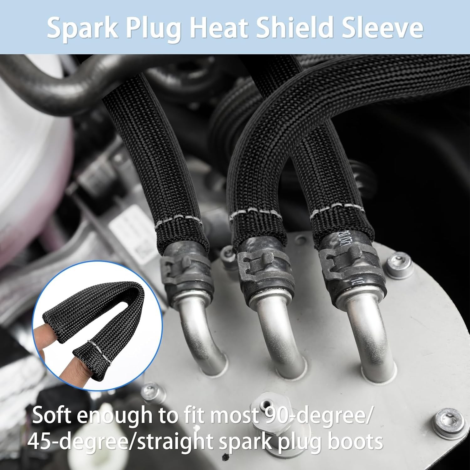 8pcs 2500° 6″ Spark Plug Wire Protector Boots Sleeve Heat Shield Cover fits MOST