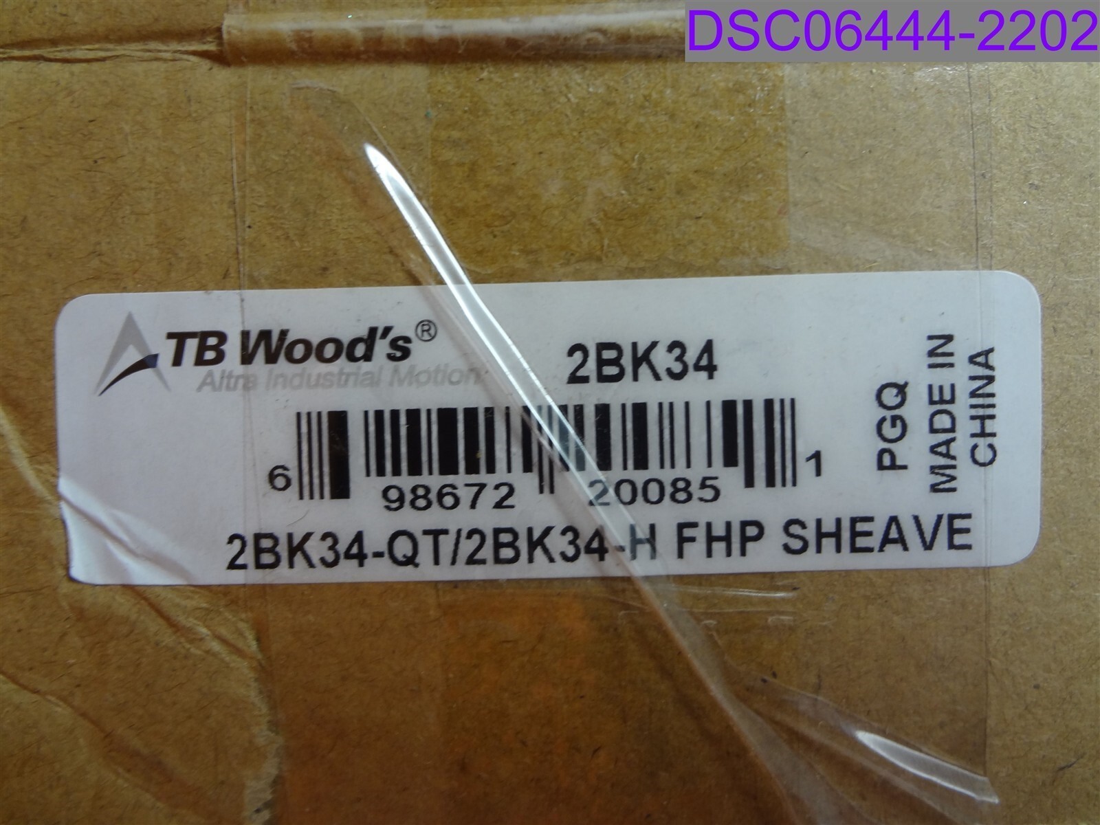 TB Wood’s V-Belt Pulley Cast Iron RPM 7050, O.D. 3.55″ P/N 2BK34