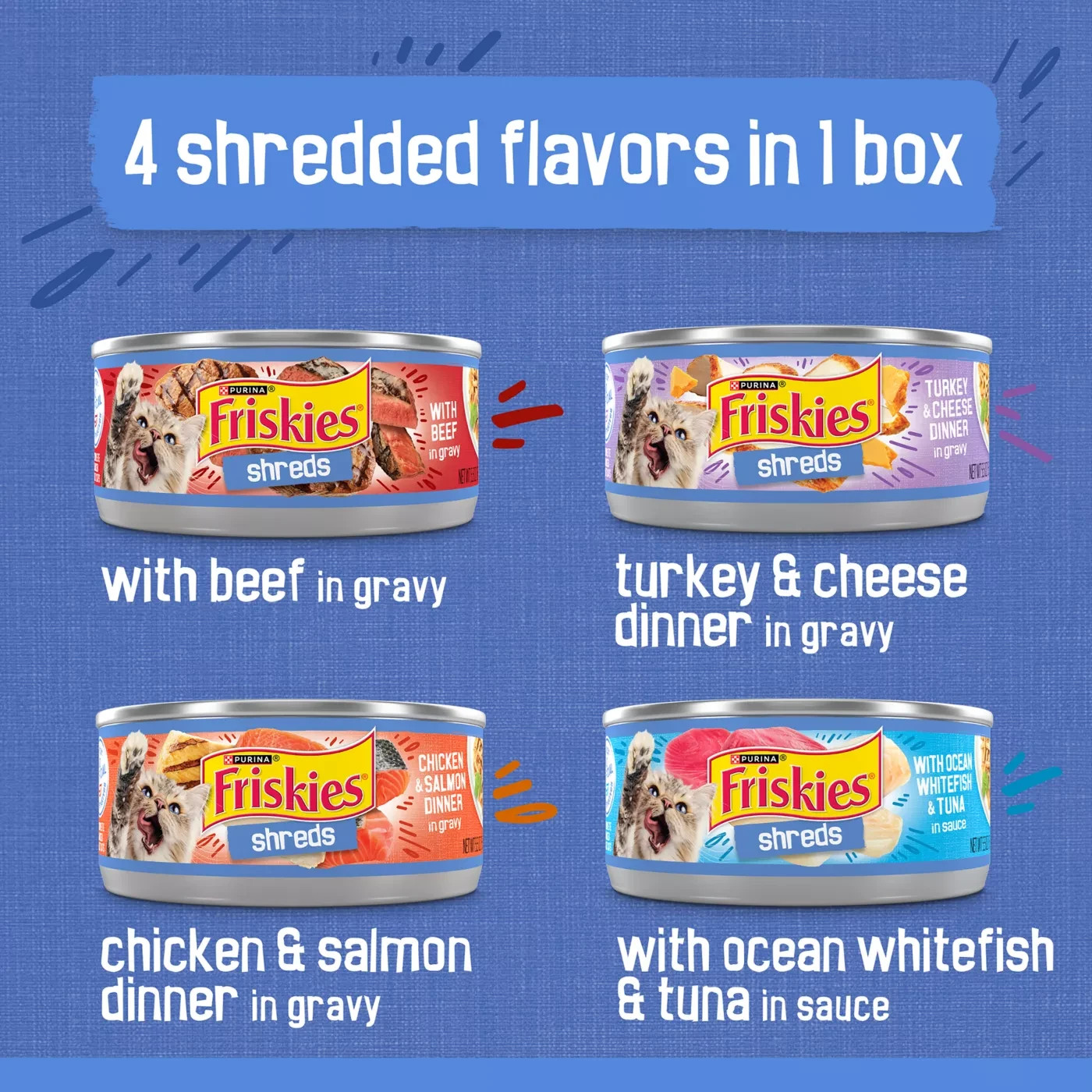 (2 PACK) Friskies® Shreds Adult Cat Wet Food – Variety Pack, 5.5 oz, 40 Cans