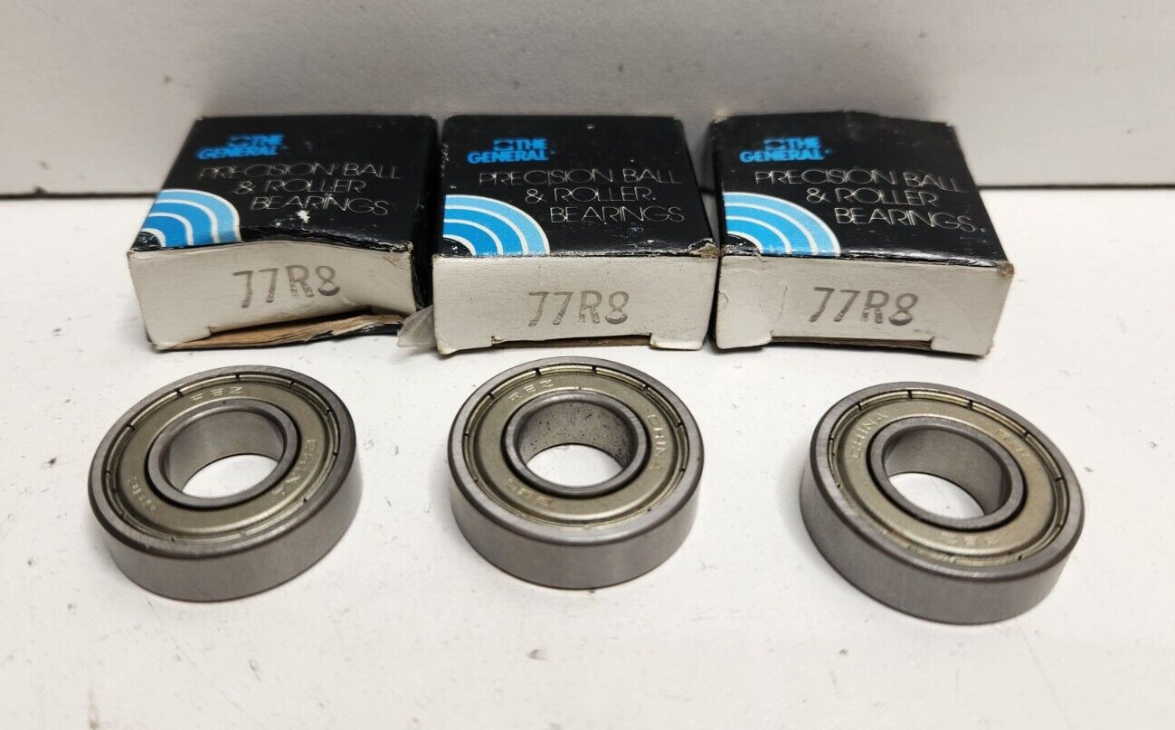 LOT OF 3 NEW OLD STOCK! GENERAL BEARING 1/2″ X 1-1/8″ X 5/16″ BEARINGS 77R8