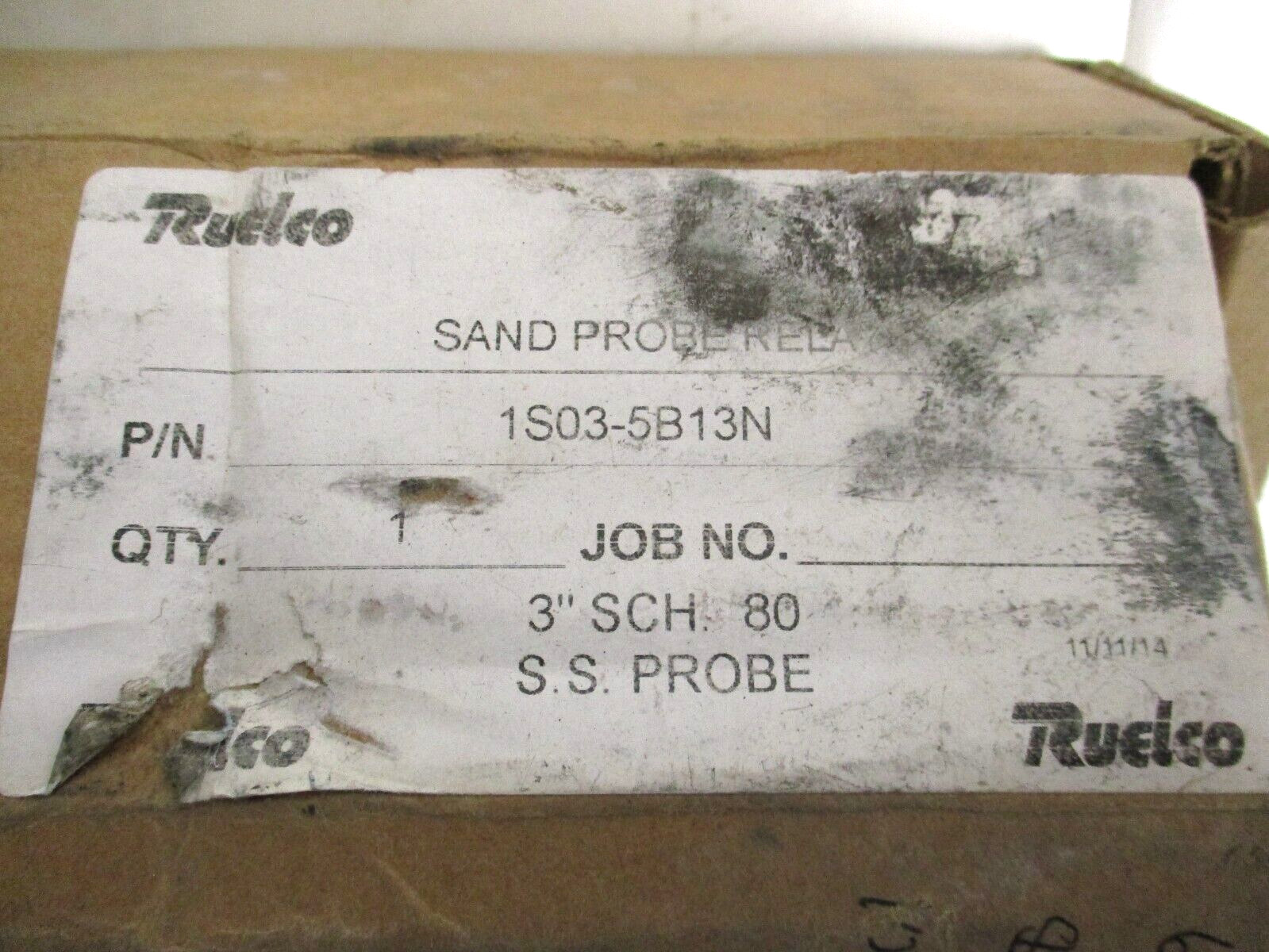 RUELCO , 1S03-5B13N , SAND PROBE RELAY , 3″ SST SCH-80 PROBE