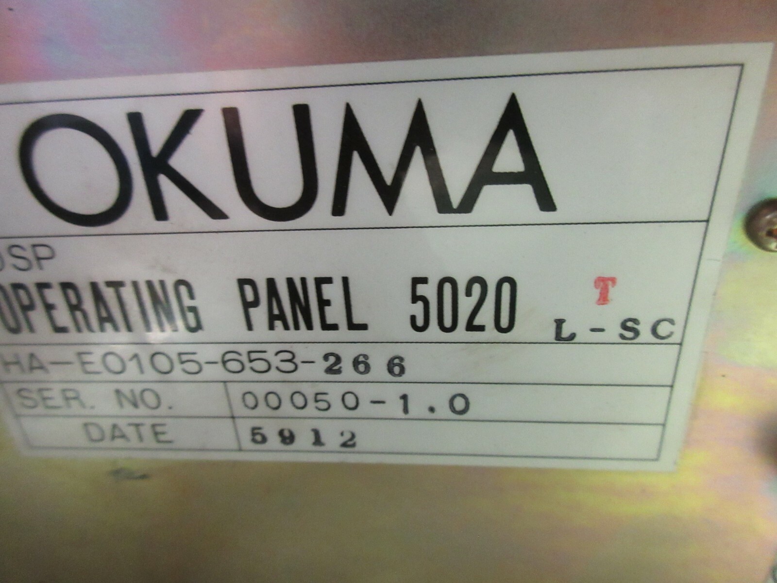 OKUMA LR15 OSP5020 MONITOR OPERATING PANEL HA-E0105-653-266 L-SC DISPLAY WARANTY