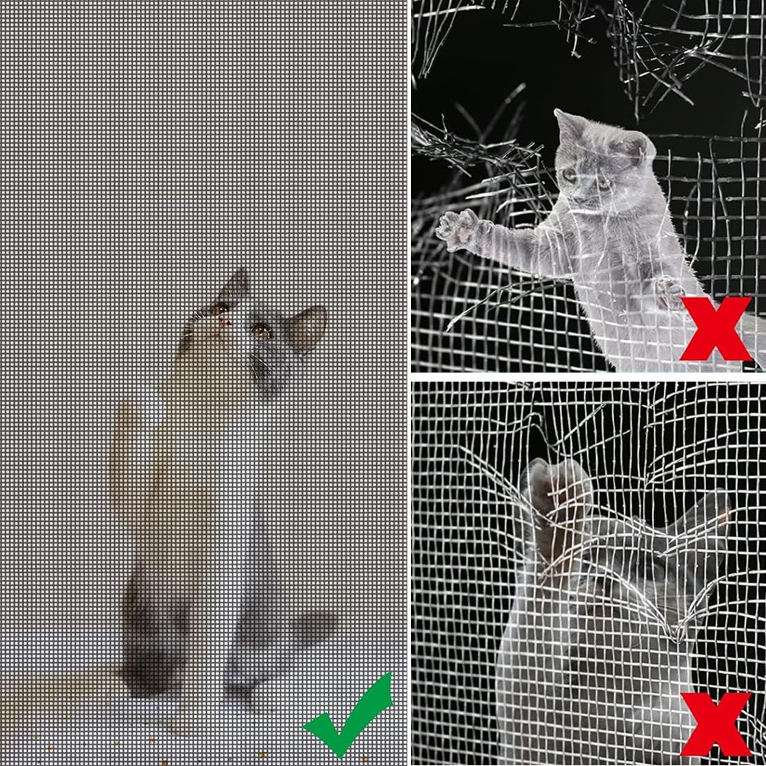 Pet Proof Window Screen Replacement 48″x100″ Adjustable Thicken Charcoal Gray