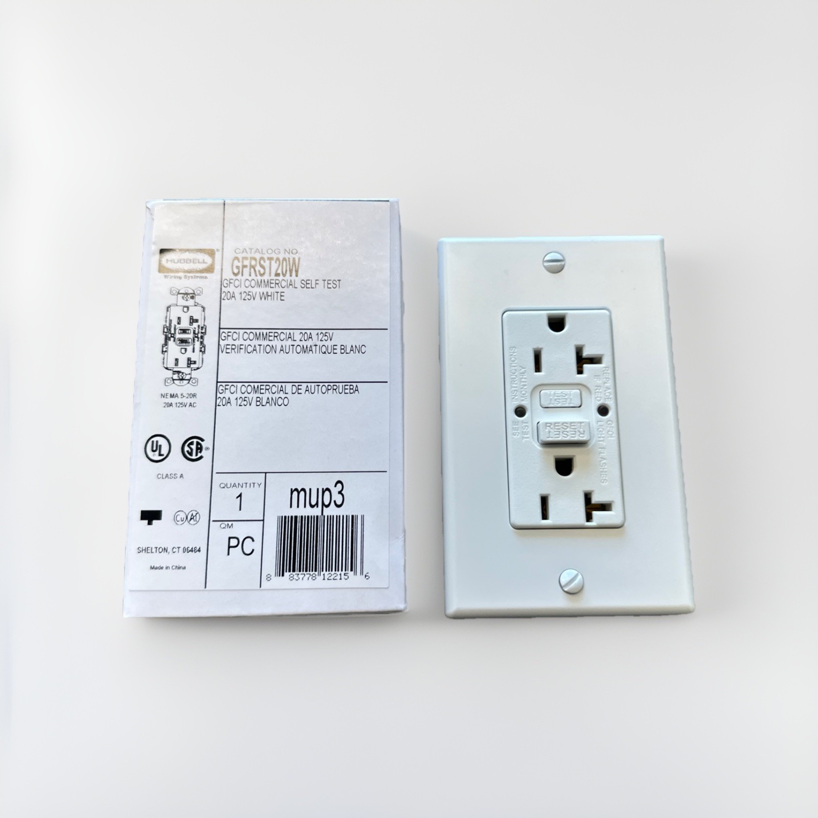 🔴Hubbell GFRST20W GFCI Duplex Receptacle Outlet White, 125v, 20A, 2P, 3W‼️5-20R