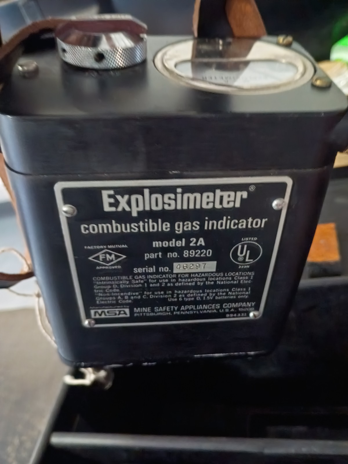Rare MSA 89220 Explosimeter Combustible Gas Indicator Model 2A Vintage!