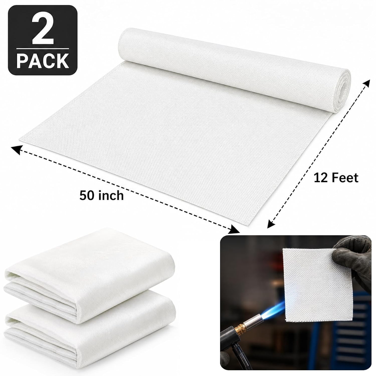 Fiberglass Cloth E-Glass Plain Weave 6 oz 12 Feet x 50 Inches Fiberglass