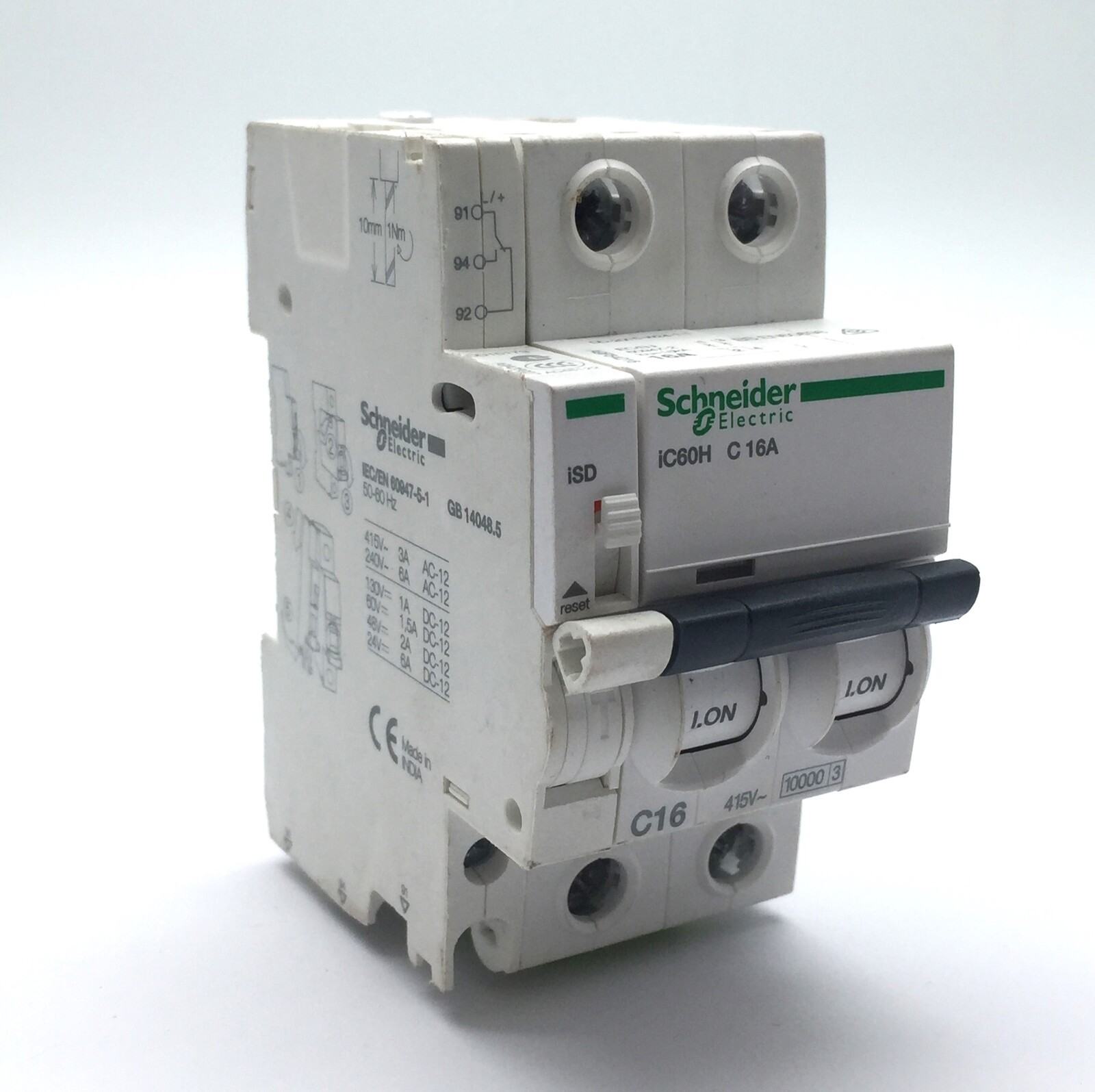 Schneider DD-2015-W25-2-2 MCB 2P C16A 415V Aux Fault Contact iSD DD15173