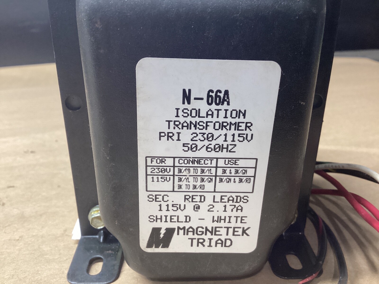 Magnetek Triad N-66A Isolation Transformer 230/115 Primary Volts #103E105PR6*CO