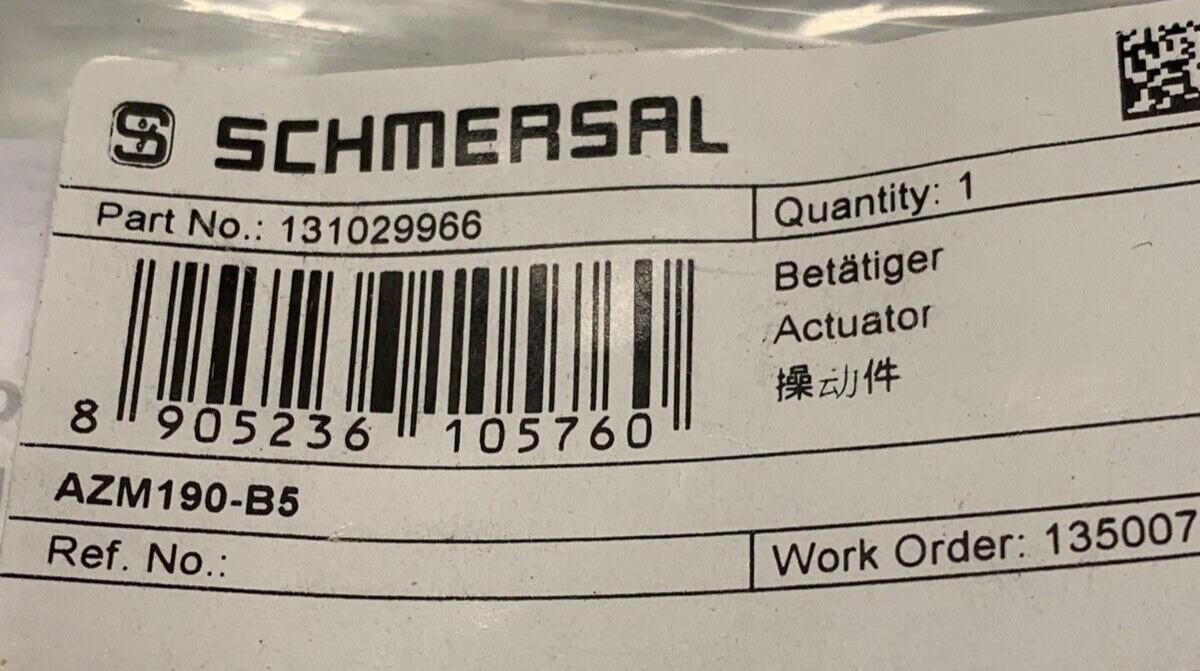 SCHMERSAL AZM190-B5 ACTUATOR KEY 131029966 (SET OF 2) **NEW**