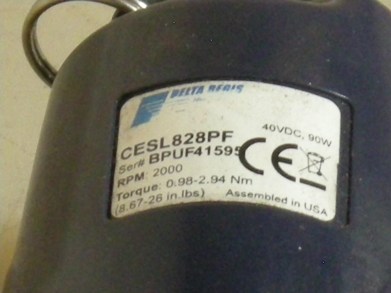 Delta Regis CESL828PF Brushless Screwdriver 40VDC 8.9-26 in-lbs (0.98 – 2.94Nm)