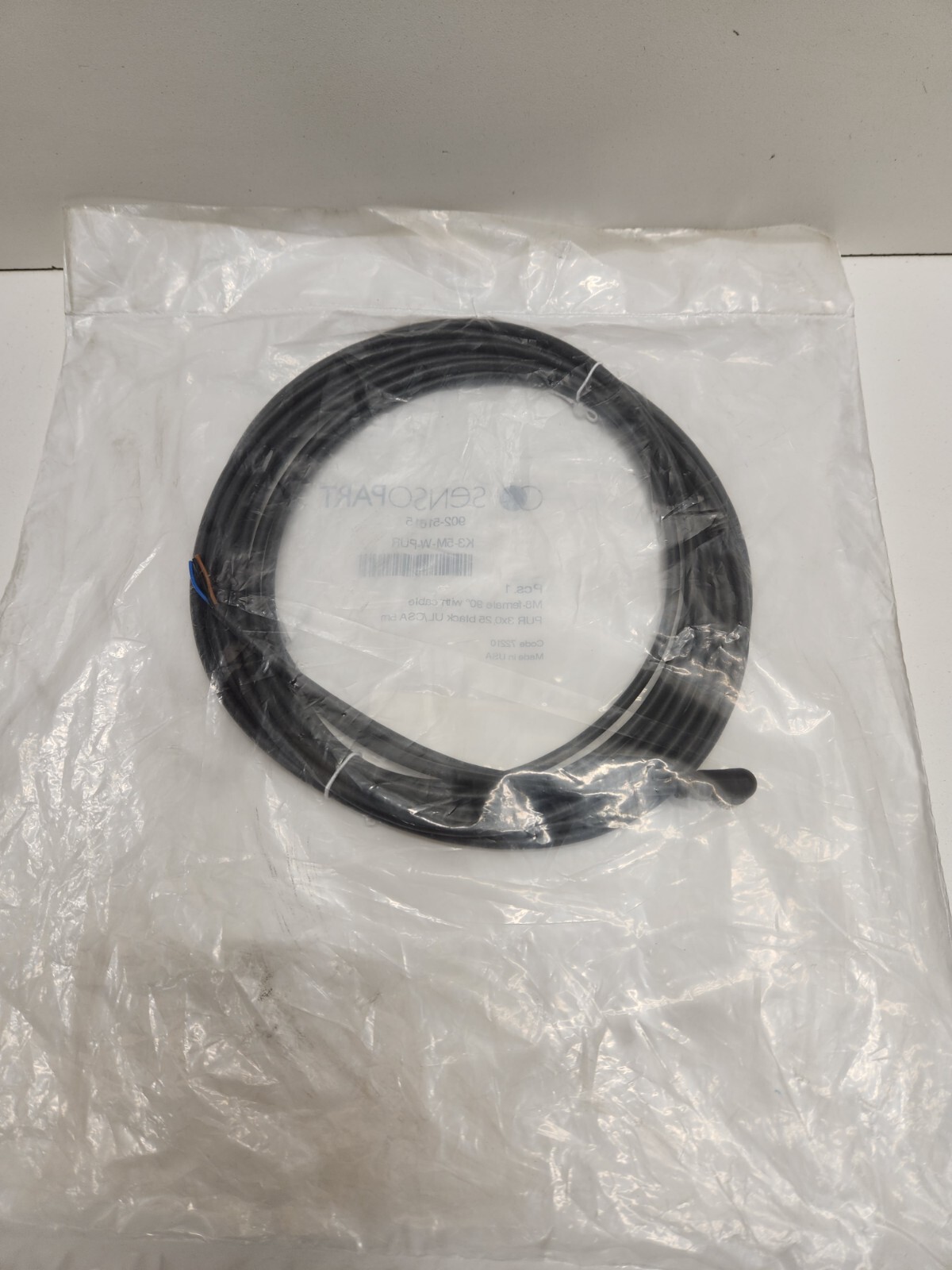 NEW OLD STOCK! SENSOPART 5M 3P M8 CABLE K3-5M-W-PUR 902-51615