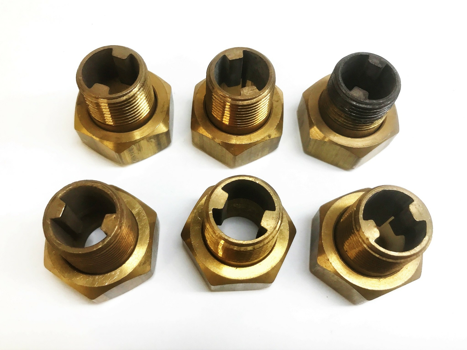 Unbranded 1-1/4″ (1″) Brass Hex Compression Tube Nut Assembly [Lot of 6] NOS