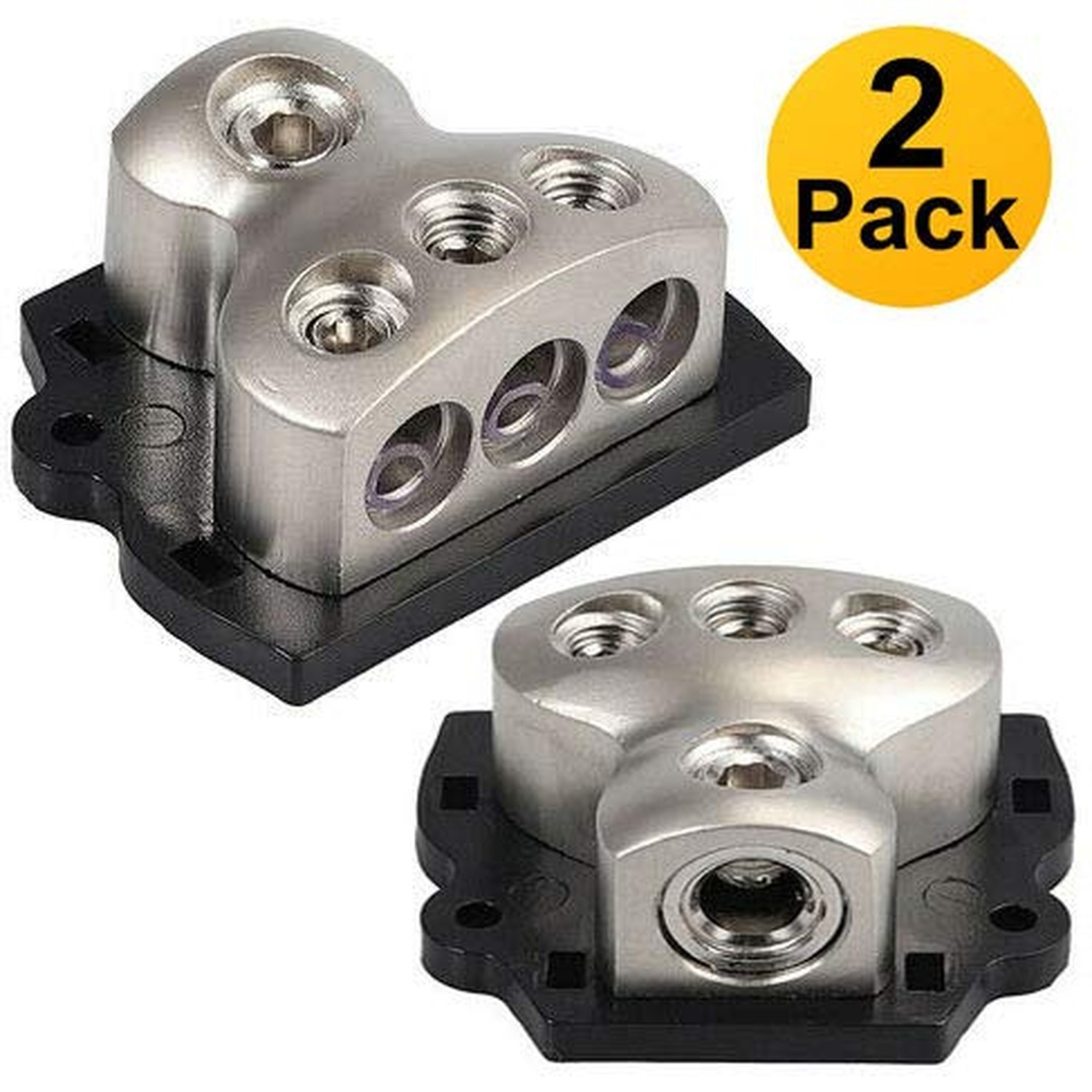 3 Way Power Distribution Block, 1x 0 Gauge in / 3X 4 Gauge Out Amp Power Dist…