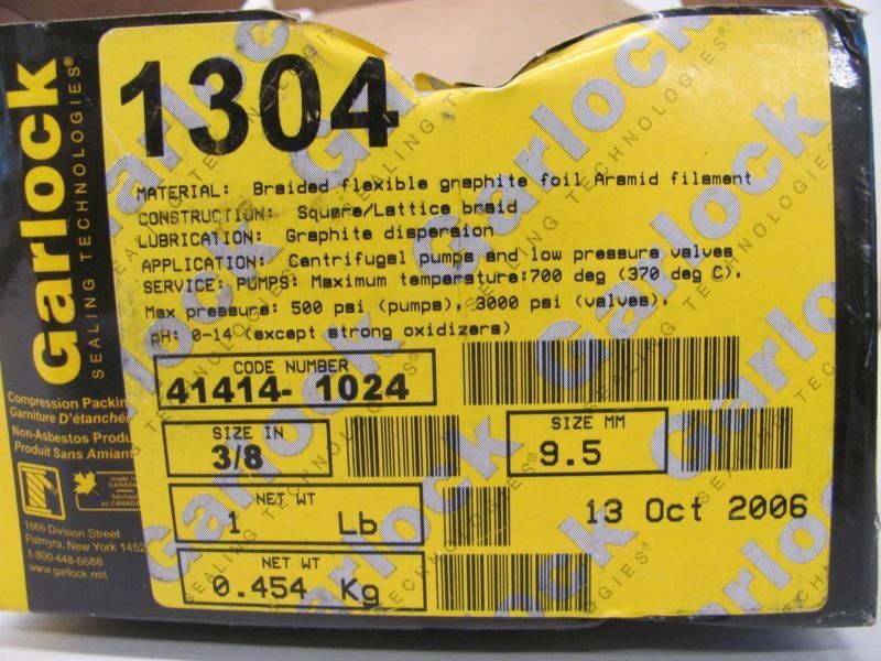 GOODRICH GARLOCK CODE 41414-1024 COMPRESSION PACKING 3/8″ NIB!!!